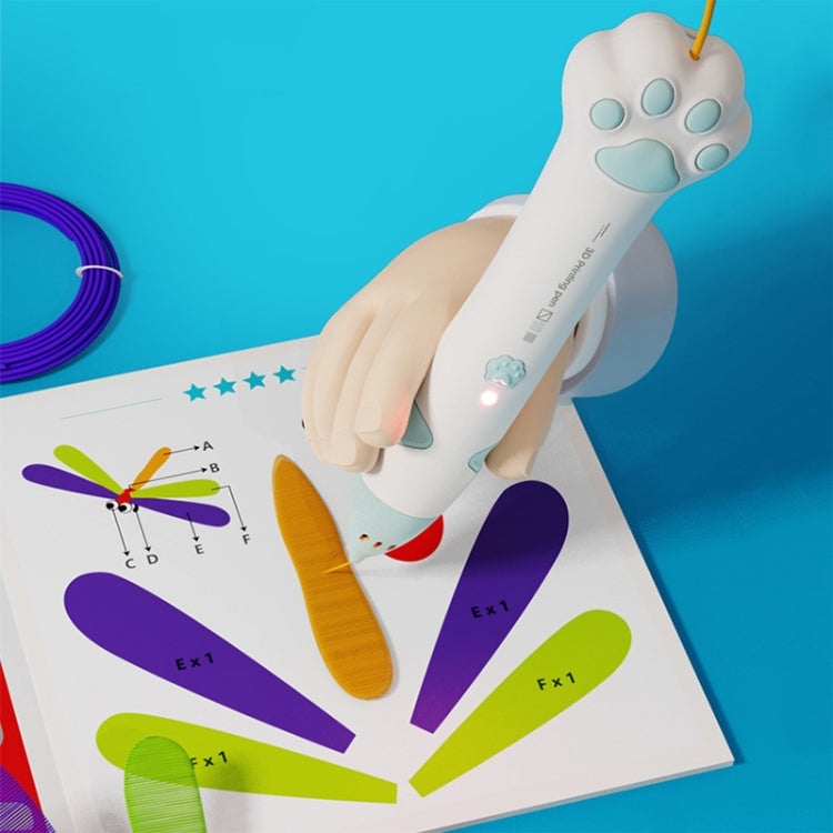 Cat Claw USB Charging Low Temperature 3D Printing Pen Children DIY Graffiti 3D Painting Pen(Mint Green) - 3D Printer by buy2fix | Online Shopping UK | buy2fix