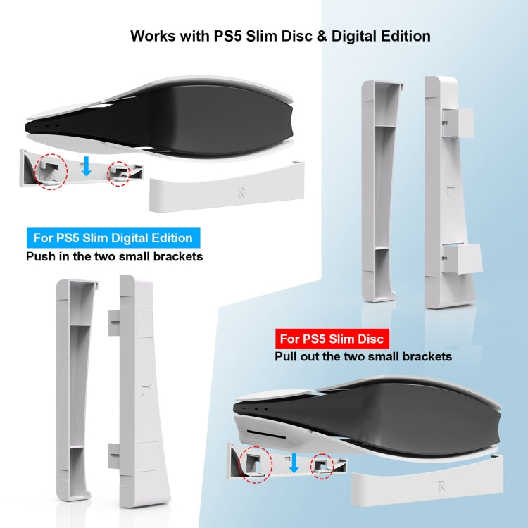 For PS5 Slim JYS-P5189 Console Horizontal Placement Stand Digital / Optical Drive Version Universal Storage Mount(White) - Holder by JYS | Online Shopping UK | buy2fix