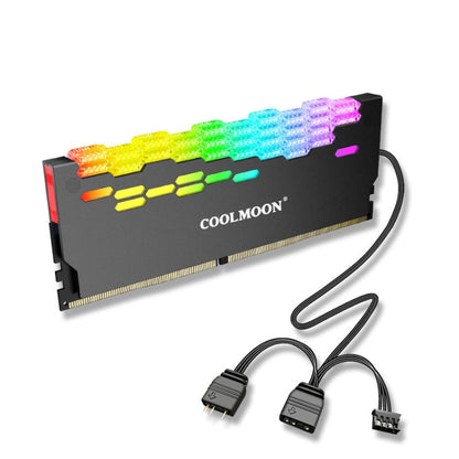 COOLMOON RA-2 Heatsink Cooler ARGB Colorful Flashing Memory Bank Cooling Radiator For PC Desktop Computer Accessories(Gray) - Fan Cooling by COOLMOON | Online Shopping UK | buy2fix
