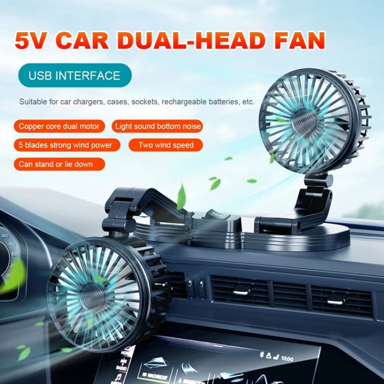 5V USB Port Car Dual-head Fan Circulation Fan(Black) - Heating & Fans by buy2fix | Online Shopping UK | buy2fix