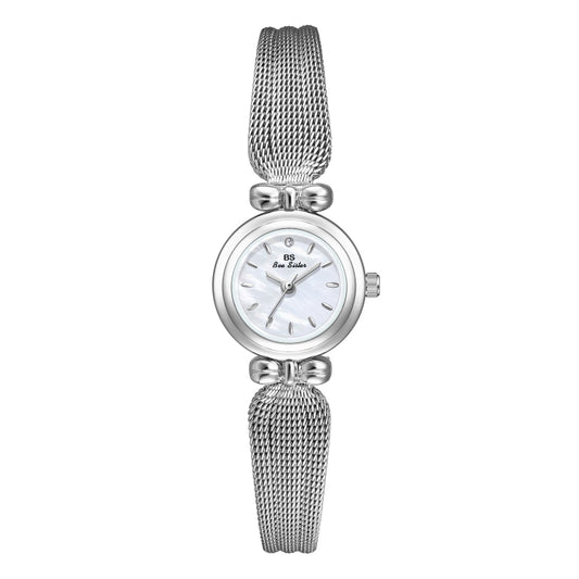 BS Bee Sister 22mm Retro Female Wrist Watch with Stainless Steel Mesh Butterfly Design Strap(Classic Silver) - Metal Strap Watches by BS Bee Sister | Online Shopping UK | buy2fix