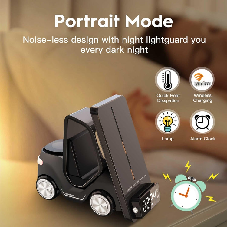 T20 5-in-1 Car-shaped Desktop Alarm Clock Wireless Charger with Atmosphere Light(Yellow) - Wireless Charger by buy2fix | Online Shopping UK | buy2fix