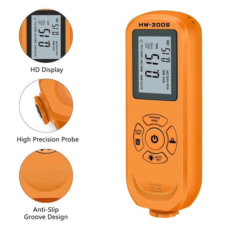 HW-300S High Precision Coating Thickness Gauge Anti-skid Paint Film Gauge(Black Horizontal Screen) - Coating Thickness Gauge by buy2fix | Online Shopping UK | buy2fix