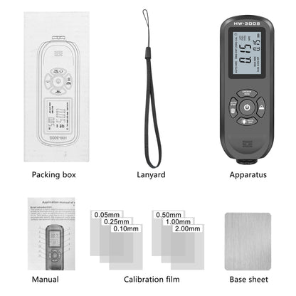 HW-300S High Precision Coating Thickness Gauge Anti-skid Paint Film Gauge(Black Horizontal Screen) - Coating Thickness Gauge by buy2fix | Online Shopping UK | buy2fix