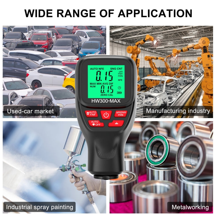 HW300-MAX Coating Thickness Gauge Anti-skid Paint Film Tester(Black) - Coating Thickness Gauge by buy2fix | Online Shopping UK | buy2fix