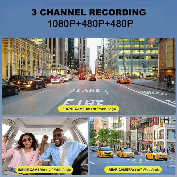 High-Definition Night Vision Driving Recorder, Model: Triple Recording No WIFI - Car DVRs by buy2fix | Online Shopping UK | buy2fix