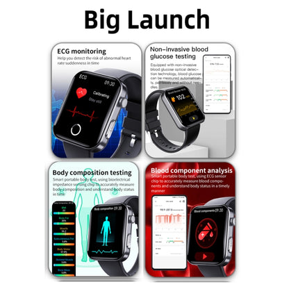 F300  2.1-Inch Screen Smart Watch Supports Bluetooth Calls/ECG/Blood Composition Analysis/50+ Sports Modes, Color: Black 3-Beads Steel - Smart Watches by buy2fix | Online Shopping UK | buy2fix