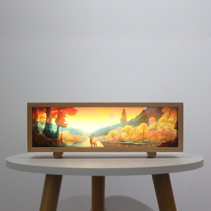 3 Color Light Touch Control Wooden Acrylic Atmosphere Lightbox Decoration Painting Night Light(Walnut) - Night Lights by buy2fix | Online Shopping UK | buy2fix