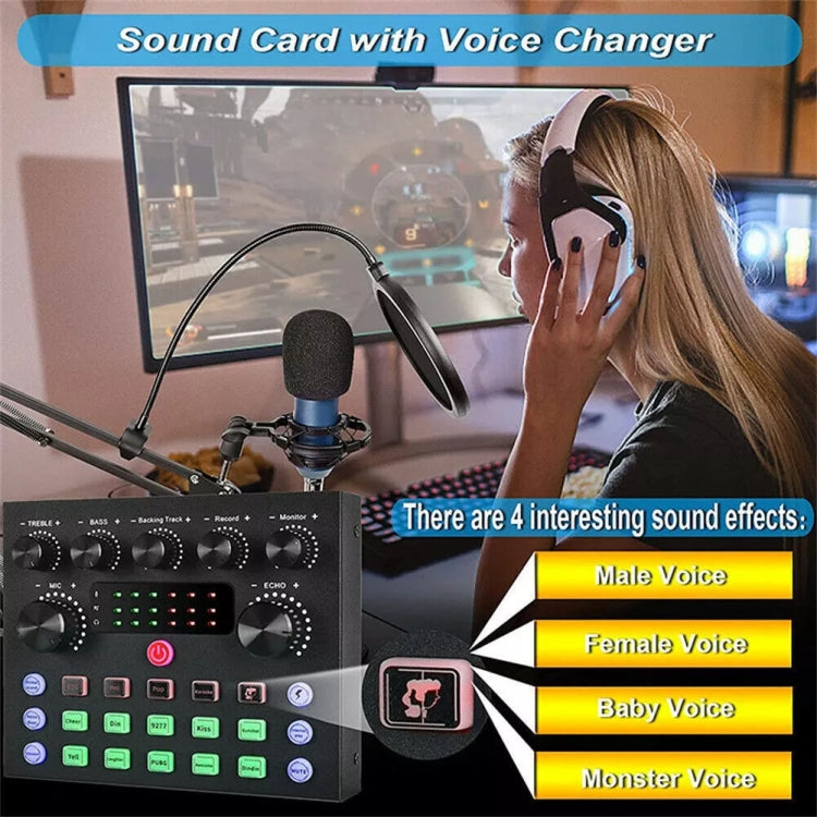 V8S Audio Mixer Live Voice Changer External Sound Card, Color: Gold Triangle Set - Live Sound Effects Processors by buy2fix | Online Shopping UK | buy2fix