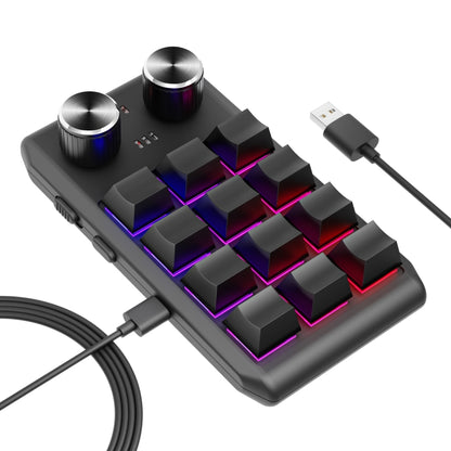 12 Keys Wired With RGB Lights Customized Office Keyboard Shortcut Keys Computer Audio Volume Control(Black) - Mini Keyboard by buy2fix | Online Shopping UK | buy2fix