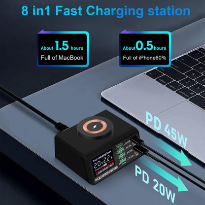 X9M 9-in-1 110W USB+PD Smart Multi-ports QI Magnetic Wireless Charger, Spec: Black AU Plug - Multifunction Charger by buy2fix | Online Shopping UK | buy2fix