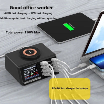 X9M 9-in-1 110W USB+PD Smart Multi-ports QI Magnetic Wireless Charger, Spec: White AU Plug - Multifunction Charger by buy2fix | Online Shopping UK | buy2fix