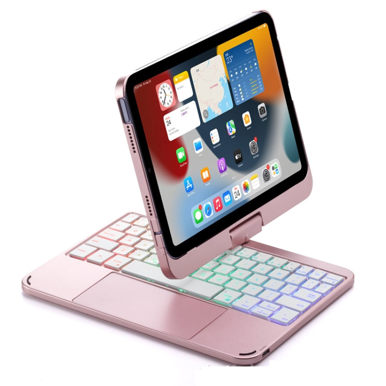 For iPad Mini 6 Tablet Bluetooth Keyboard With Backlight 360 Degree Rotation(Rose Gold) - For iPad mini by buy2fix | Online Shopping UK | buy2fix