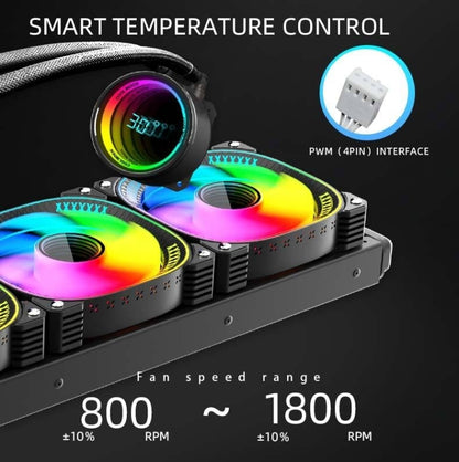 COOLMOON CM-YM-360T Computer ARGB Temperature Display Lens Multi-Platform Integrated CPU Cooler(Black) - Fan Cooling by COOLMOON | Online Shopping UK | buy2fix