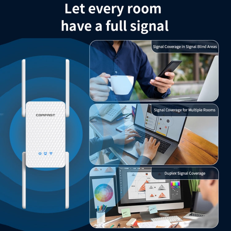 COMFAST CF-XR185 3000Mbps WiFi6 Dual Band Signal Amplifier Gigabit WAN/LAN Port US Plug - Broadband Amplifiers by COMFAST | Online Shopping UK | buy2fix