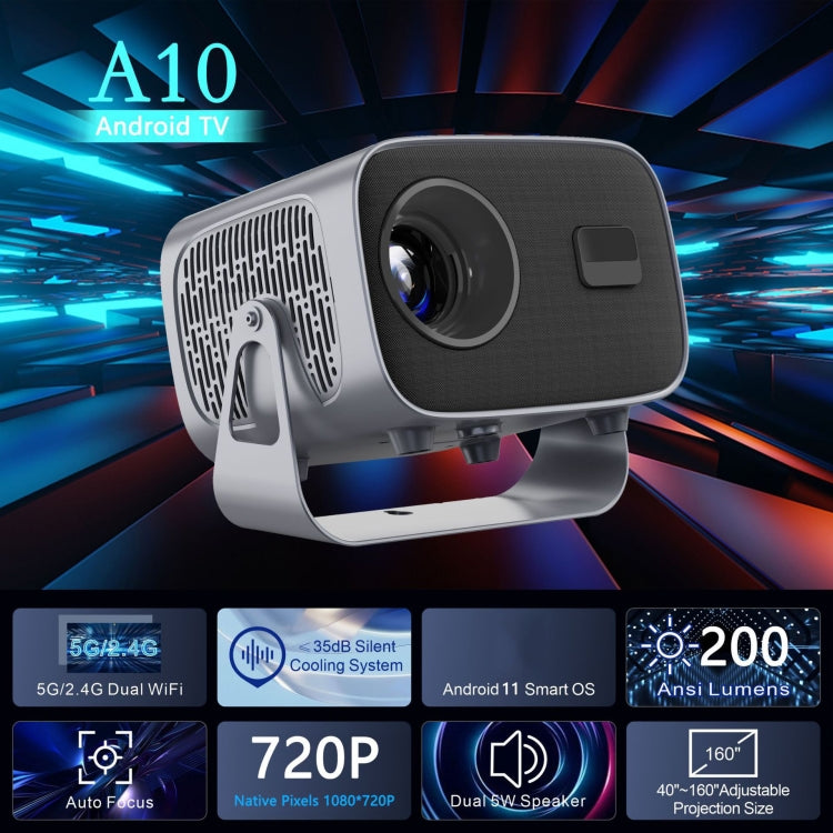 4K Smart Android Portable Projector EU Plug - Mini Projector by buy2fix | Online Shopping UK | buy2fix