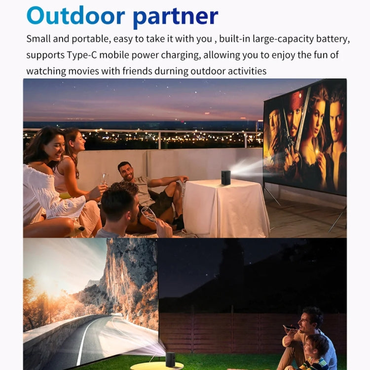 TOUMEI C900 Outdoor Portable Built-In Battery 4K HD Home Music Projector UK Plug(Black) - Mini Projector by TOUMEI | Online Shopping UK | buy2fix