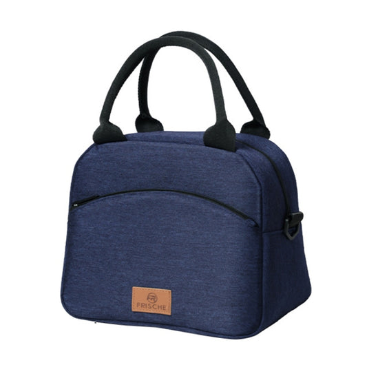 FRISCHE Portable Handheld Insulated Lunch Pack Outdoor Picnic Large Capacity Bento Bag(Navy Blue) - Lunch Bags by FRISCHE | Online Shopping UK | buy2fix