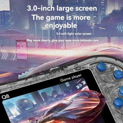 Q8 Handheld Game Console 3.0 Inch Screen Support TV Connection Built In 800 Games Singles Transparent Blue - Pocket Console by buy2fix | Online Shopping UK | buy2fix