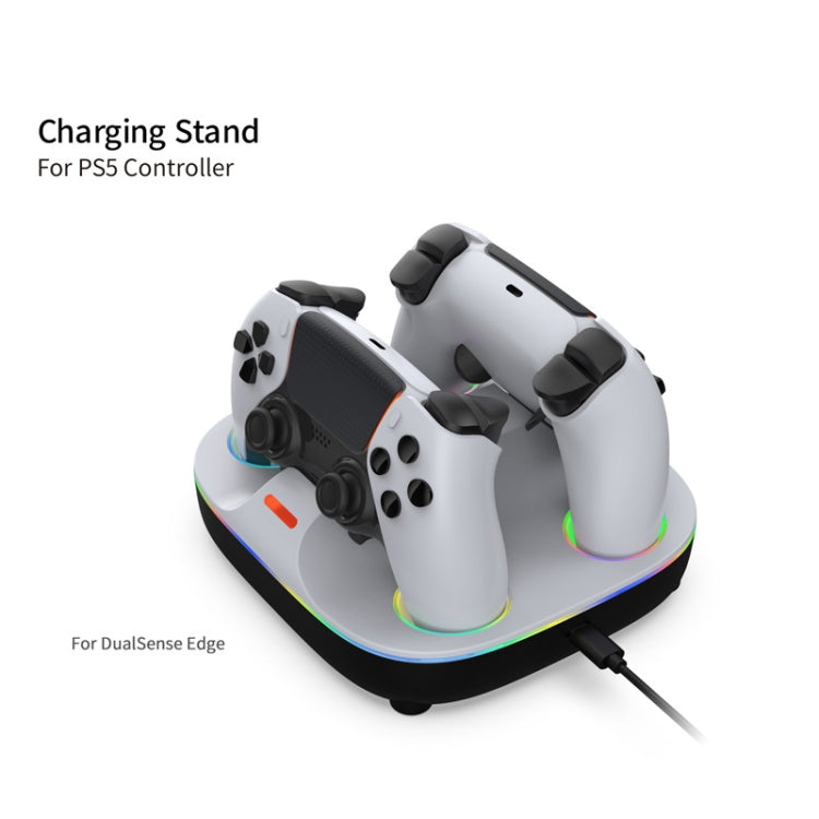 For PS5 Controller Dual Charger Charging Stand Docking Station With RGB Ambient Light(White Black) - Charger & Power by buy2fix | Online Shopping UK | buy2fix