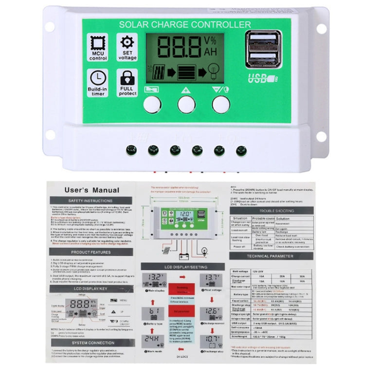 10A 12V PWM Solar Cell Panel Charger Controller Lithium-ion Lead-acid Battery Solar Controller - Voltage Stabilizer by buy2fix | Online Shopping UK | buy2fix