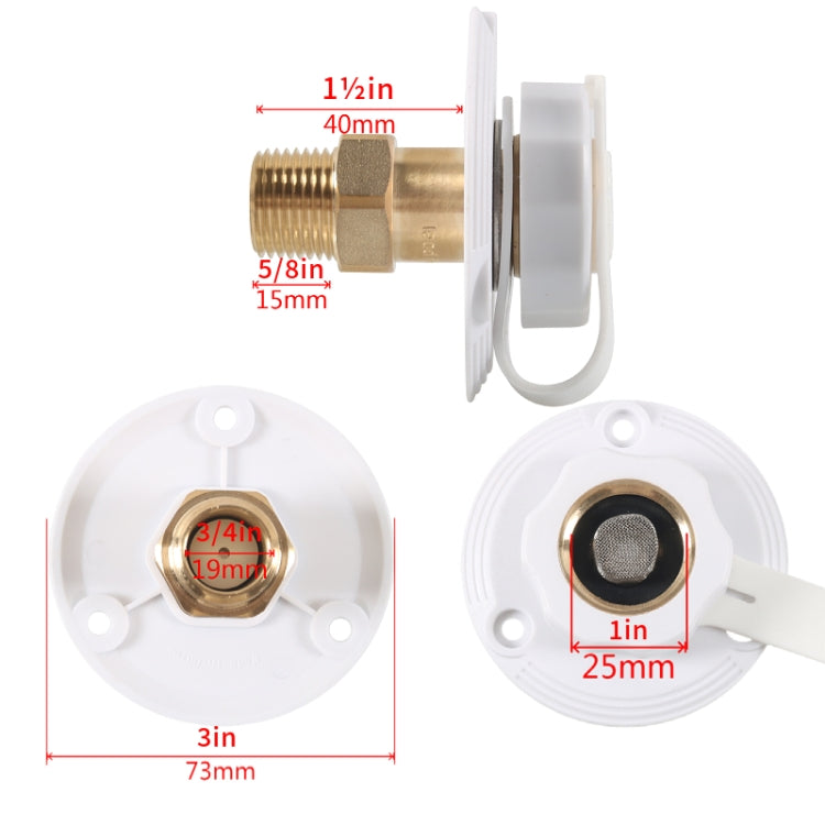 Brass Water Inlet Check Valve For Yacht RV With Adapter(White) - Marine Accessories & Parts by buy2fix | Online Shopping UK | buy2fix