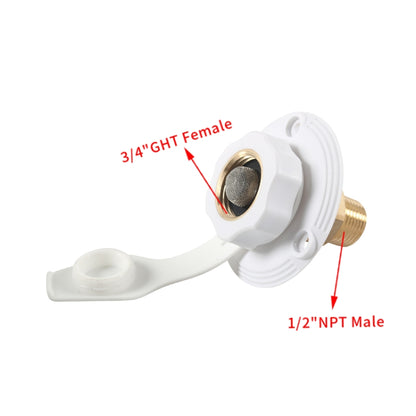 Brass Water Inlet Check Valve For Yacht RV With Adapter(White) - Marine Accessories & Parts by buy2fix | Online Shopping UK | buy2fix