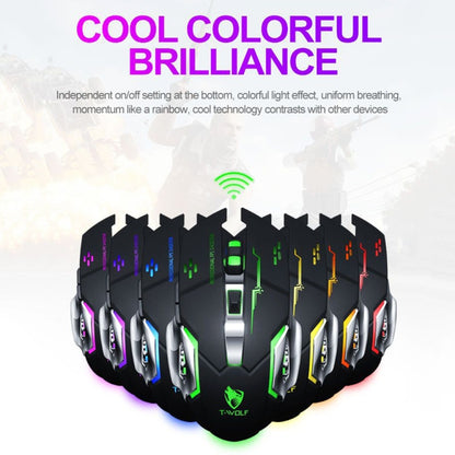 T-WOLF Q13 2.4GHz 6-keys RGB Colorful Light Gaming Wireless Mouse, Color: Dual Mode Star Black - Wireless Mice by T-WOLF | Online Shopping UK | buy2fix