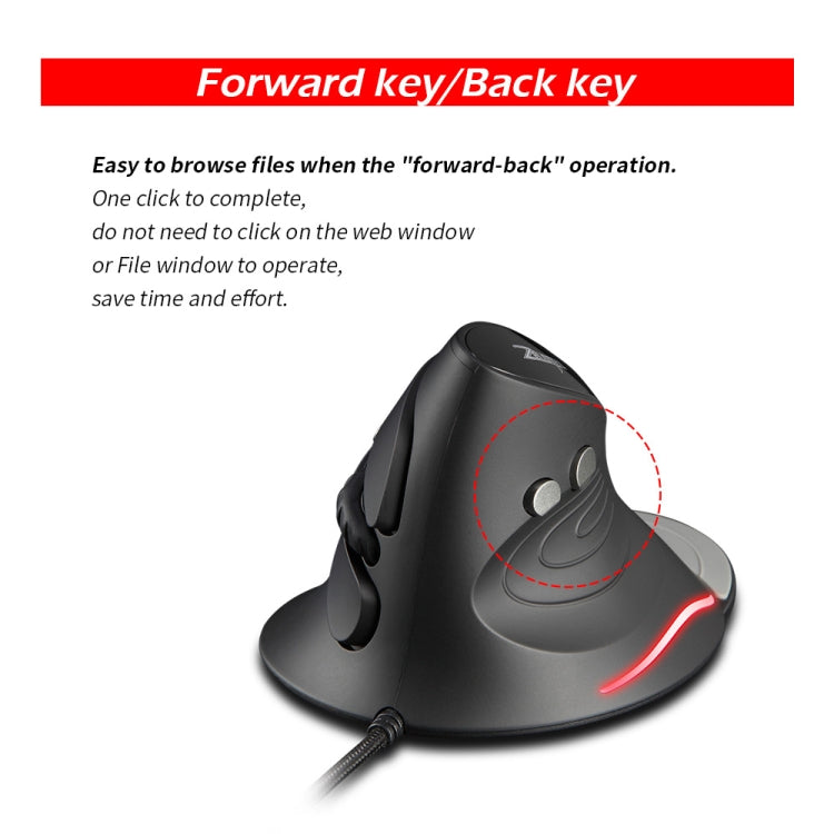 ZELOTES T30 6-keys Vertical Grip Detachable Ergonomic Wired Mouse(7-color Breathing Light) - Wired Mice by ZELOTES | Online Shopping UK | buy2fix