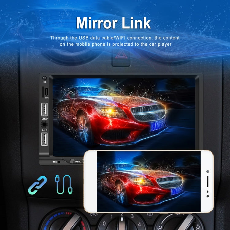 7-inch Double Din Car MP5 Player Support CarPlay/Android Auto/Mirror Link/Bluetooth With 4-light Camera - Car MP3 & MP4 & MP5 by buy2fix | Online Shopping UK | buy2fix