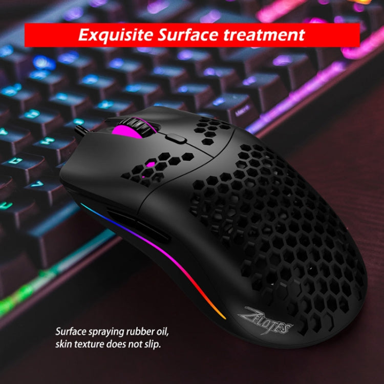 ZELOTES C7 7-buttons RGB Lighting Hollow Computer Office Wired Mouse(Black) - Wired Mice by ZELOTES | Online Shopping UK | buy2fix