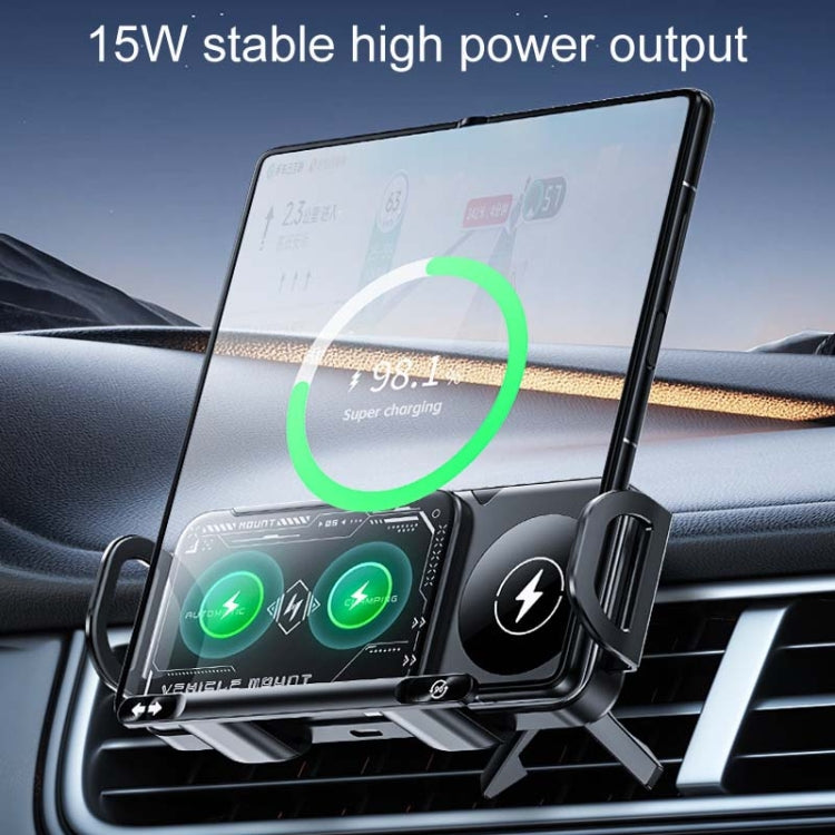 X01 2 In 1 Car Dual Coil Wireless Charger Rotating Navigation Bracket(Black) - Wireless Charger Holders by buy2fix | Online Shopping UK | buy2fix