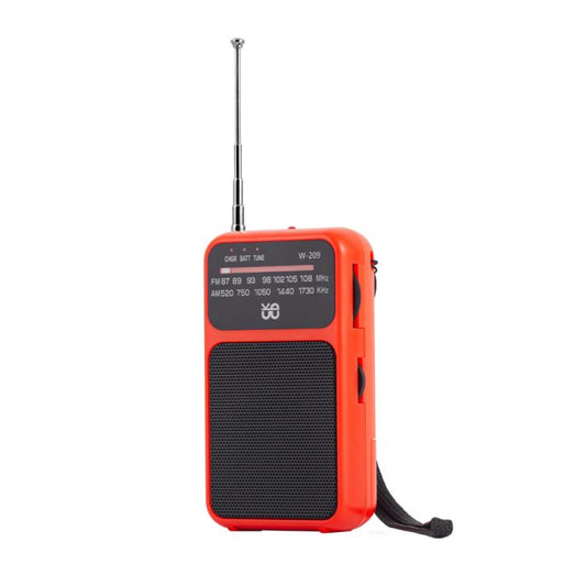 W-209 Mini Portable Rechargeable / Battery Dual-mode Powered Pointer FM Radio with Flashlight(Red) - Radio Player by buy2fix | Online Shopping UK | buy2fix