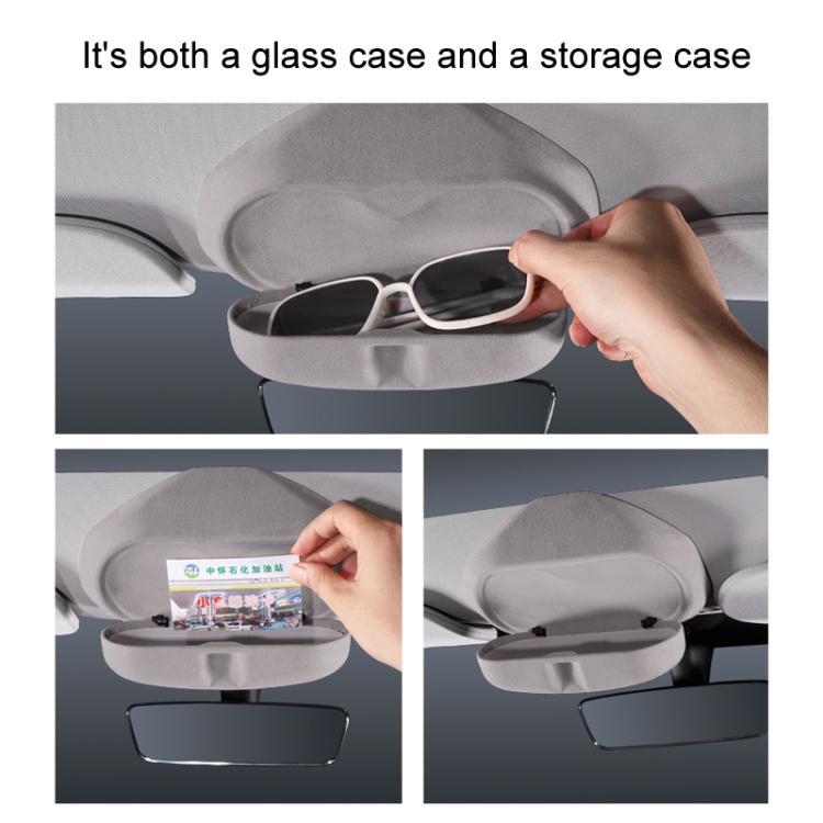 For Tesla Suede Leather Glasses Storage Box, Model: Model 3 Beige - Sunglasses & Glasses Clips by buy2fix | Online Shopping UK | buy2fix