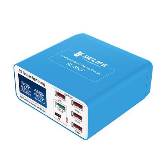 RELIFE RL-304P 6 Port Smart Digital Display Fast Charger Mobile Phone PD3.0+QC3.0 USB Charging Pile(US Plug) - Multifunction Charger by RELIFE | Online Shopping UK | buy2fix