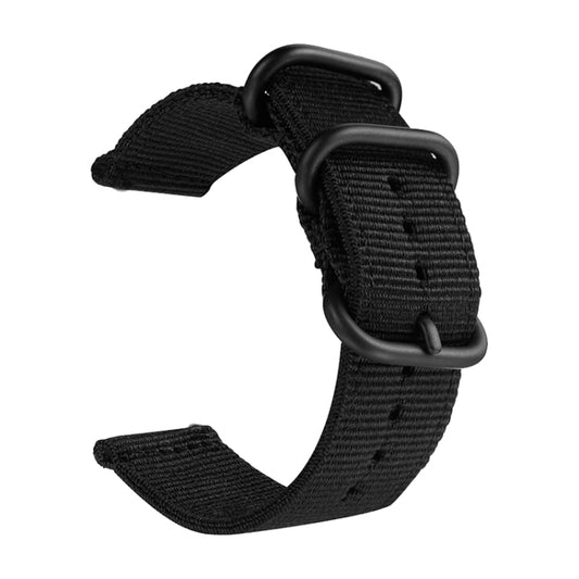 Washable Nylon Canvas Watchband, Band Width:18mm(Black with Black Ring Buckle) - Watch Accessories & Parts by buy2fix | Online Shopping UK | buy2fix