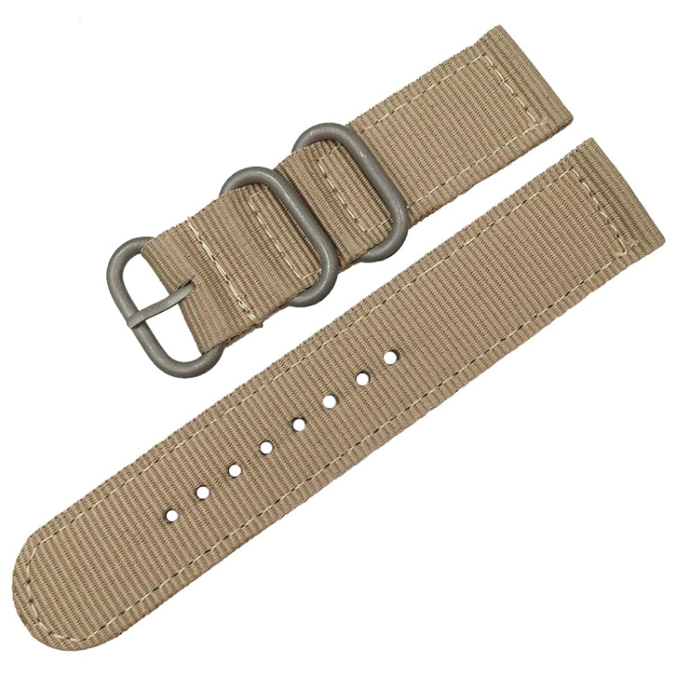 Washable Nylon Canvas Watchband, Band Width:18mm(Khaki with Silver Ring Buckle) - Watch Accessories & Parts by buy2fix | Online Shopping UK | buy2fix