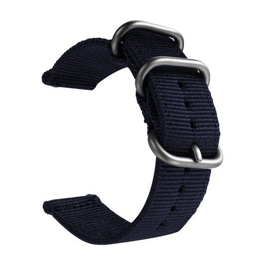 Washable Nylon Canvas Watchband, Band Width:24mm(Dark Blue with Silver Ring Buckle) - Watch Accessories & Parts by buy2fix | Online Shopping UK | buy2fix