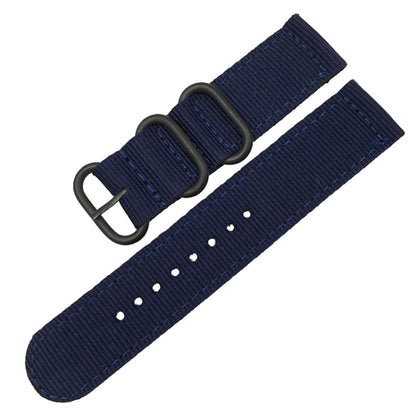 Washable Nylon Canvas Watchband, Band Width:24mm(Dark Blue with Black Ring Buckle) - Watch Accessories & Parts by buy2fix | Online Shopping UK | buy2fix