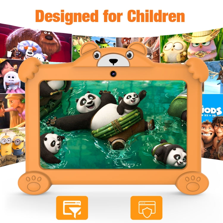 Pritom K7 Pro Panda Kids Tablet PC, 7.0 inch, 2GB+32GB, Android 11 Allwinner A100 Quad Core CPU, Support 2.4G WiFi & WiFi 6, Global Version with Google Play, US Plug (Orange) -  by PRITOM | Online Shopping UK | buy2fix