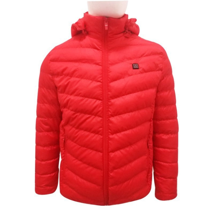 USB Heated Smart Constant Temperature Hooded Warm Coat for Men and Women (Color:Red Size:XL) - Down Jackets by buy2fix | Online Shopping UK | buy2fix