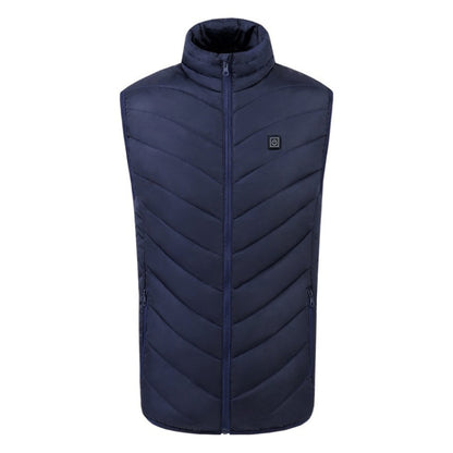 USB Security Smart Constant Temperature Fever Men Stand Collar Cotton Vest (Color:Blue Size:XXL) - Down Jackets by buy2fix | Online Shopping UK | buy2fix