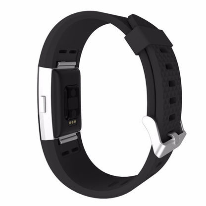 For Fitbit Charger 2 Bracelet Watch Diamond Texture TPU Watch Band, Full Length: 23cm(Black) - Watch Bands by buy2fix | Online Shopping UK | buy2fix