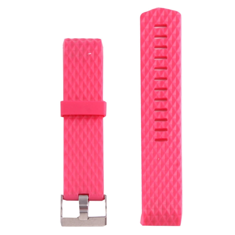 For Fitbit Charger 2 Bracelet Watch Diamond Texture TPU Watch Band, Full Length: 23cm(Magenta) - Watch Bands by buy2fix | Online Shopping UK | buy2fix