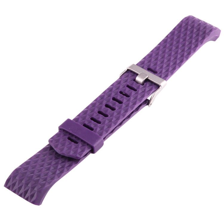 For Fitbit Charger 2 Bracelet Watch Diamond Texture TPU Watch Band, Full Length: 23cm(Purple) - Watch Bands by buy2fix | Online Shopping UK | buy2fix