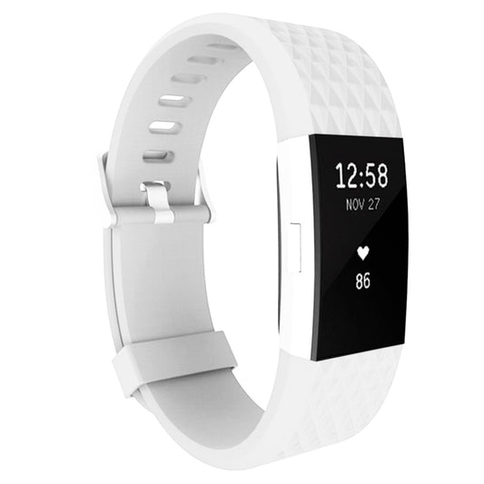For Fitbit Charger 2 Bracelet Watch Diamond Texture TPU Watch Band, Full Length: 23cm(White) - Watch Bands by buy2fix | Online Shopping UK | buy2fix