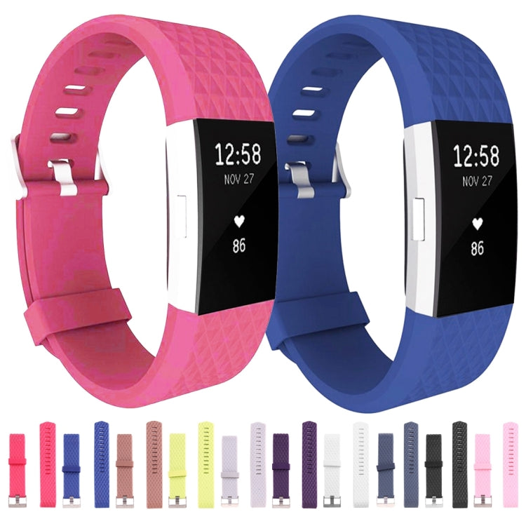 For Fitbit Charger 2 Bracelet Watch Diamond Texture TPU Watch Band, Full Length: 23cm(Pink) - Watch Bands by buy2fix | Online Shopping UK | buy2fix