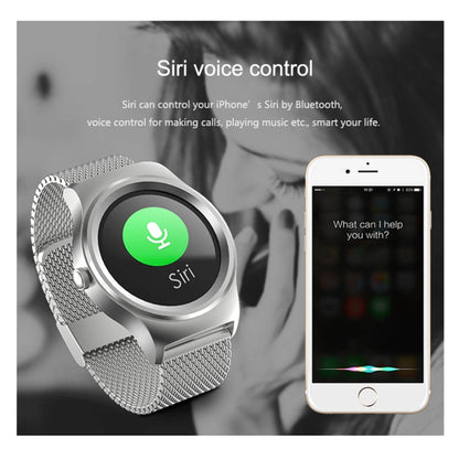 SMA-Round 1.28 inch Color Touch Screen Bluetooth Leather Strap Smart Watch, Waterproof, Support Voice Control / Heart Rate Monitor / Sleep Monitor / Bluetooth Camera, Compatible with Android and iOS System - Smart Wear by buy2fix | Online Shopping UK | buy2fix