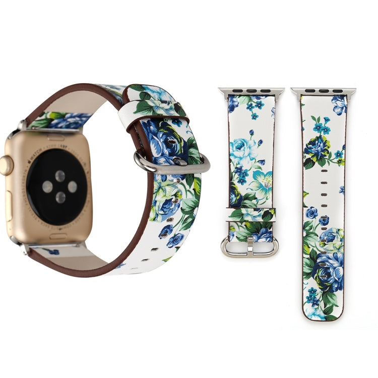 Fashion Pastoralism Style Little Floral Pattern Women Watch Leather Wrist Band For Apple Watch Series 7 41mm / 6&SE&5&4 40mm / 3&2&1 38mm - Leather Strap Watches by buy2fix | Online Shopping UK | buy2fix