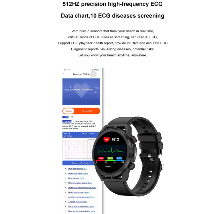 ET310 1.39 inch IPS Screen IP67 Waterproof Silicone Band Smart Watch, Support Body Temperature Monitoring / ECG (Black) - Smart Watches by buy2fix | Online Shopping UK | buy2fix